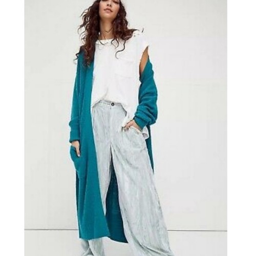 Free People türkisblau Wollmischung Staubmantel Strickjacke Pullover Größe XS
