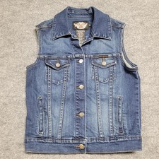 Classic Harley-Davidson Denim Vest  Timeless Motorcycle Biker Style Size M