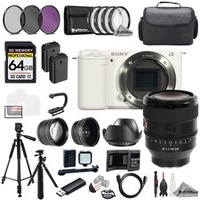Sony ZV-E10 White Body Sony FE 50mm f/1.2 GM Lens 64GB 9 PC Filter-MEGA Kit