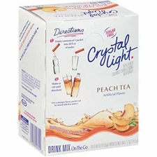 4 Boxes of Crystal Light Sugar-Free Peach Tea Mix Packets (120 packets total) 