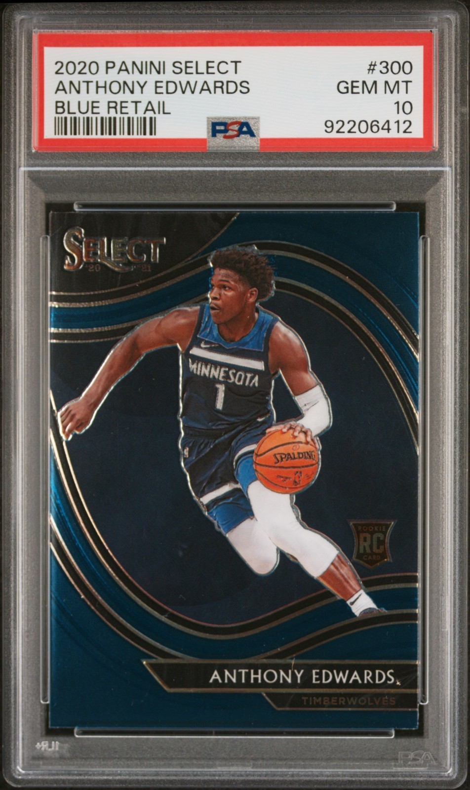 2020 Select Anthony Edwards Courtside Blue Retail Rookie PSA 10 #300 RC