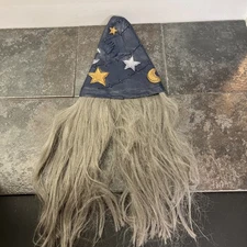 VTG RARE 1996 Wizard Hat Blue Stars & Moon Rubber  With Hair Paper Magic Group