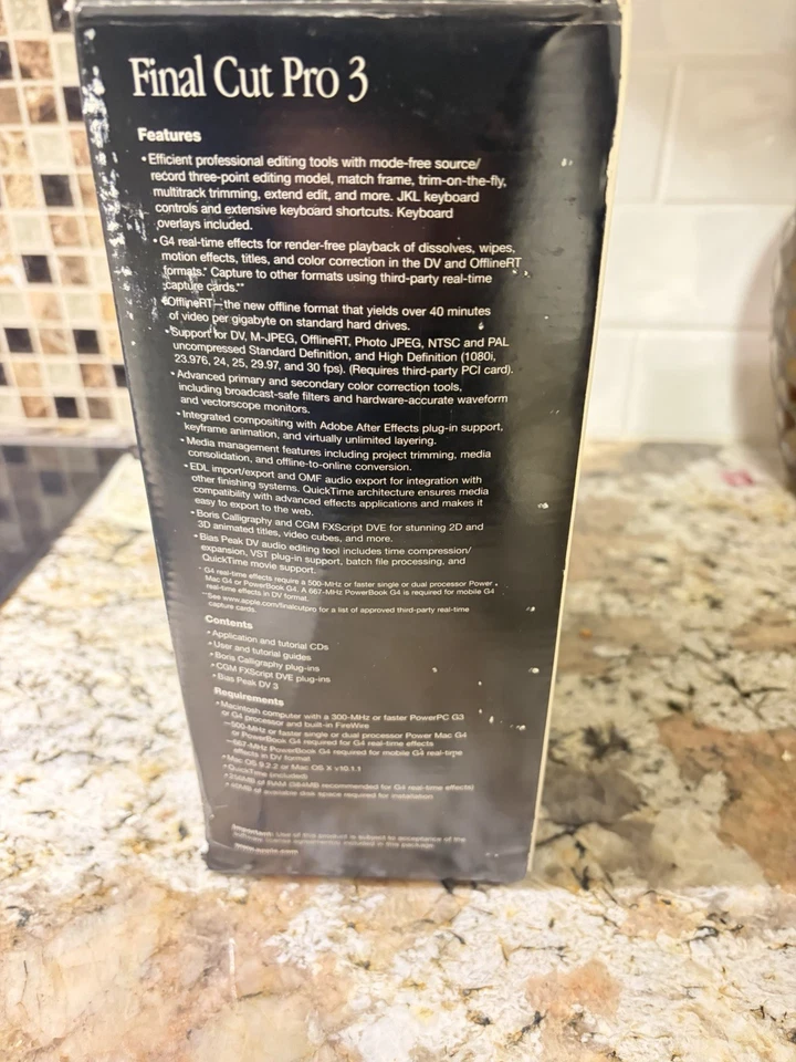 Apple Final Cut Pro 3 2001 RETAIL Completo En Caja Mac OS9/OSX Retirado con Series Foto 2 de 4