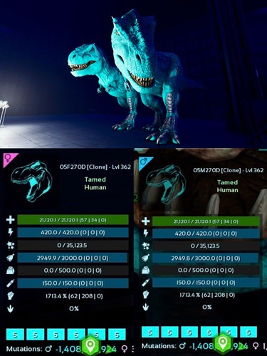 Rex Clone Pair 1713% Melee ASA🔥Top Stats Color Free Saddle Survival Ascended - Bild 2 von 28