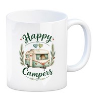 Kaffeebecher Happy Campers - Kaffeetasse Im Campinglook Tasse Mit Spruch: Happy