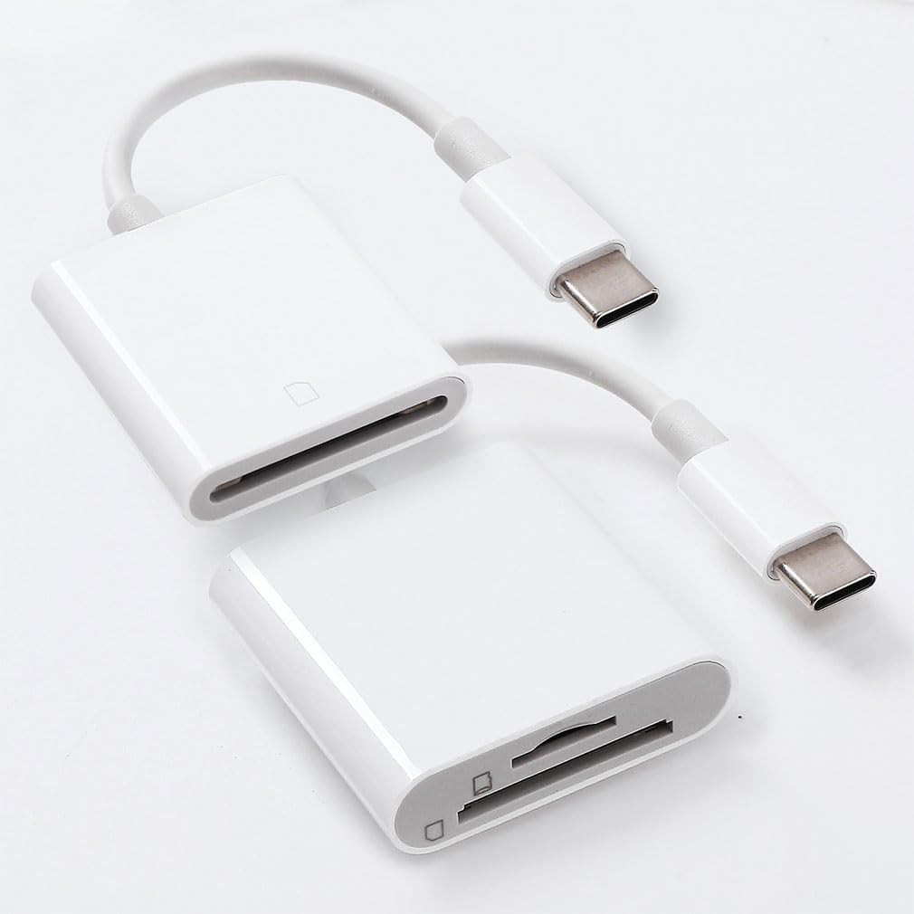 Cable de Datos USB, Lector de Tarjetas SD C, 2 en 1 Tipo C Memoria Blanco