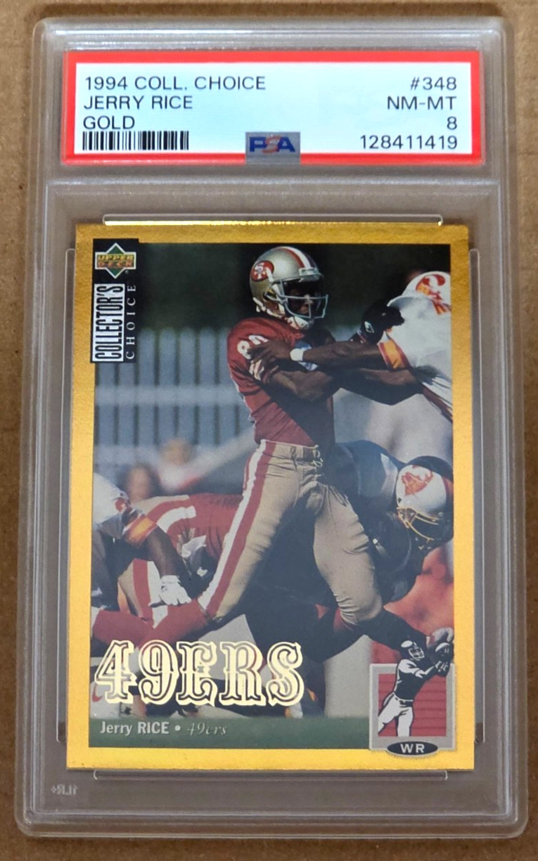 1994 Collector's Choice #348 Jerry Rice Gold Parallel PSA 8 49ers view 1