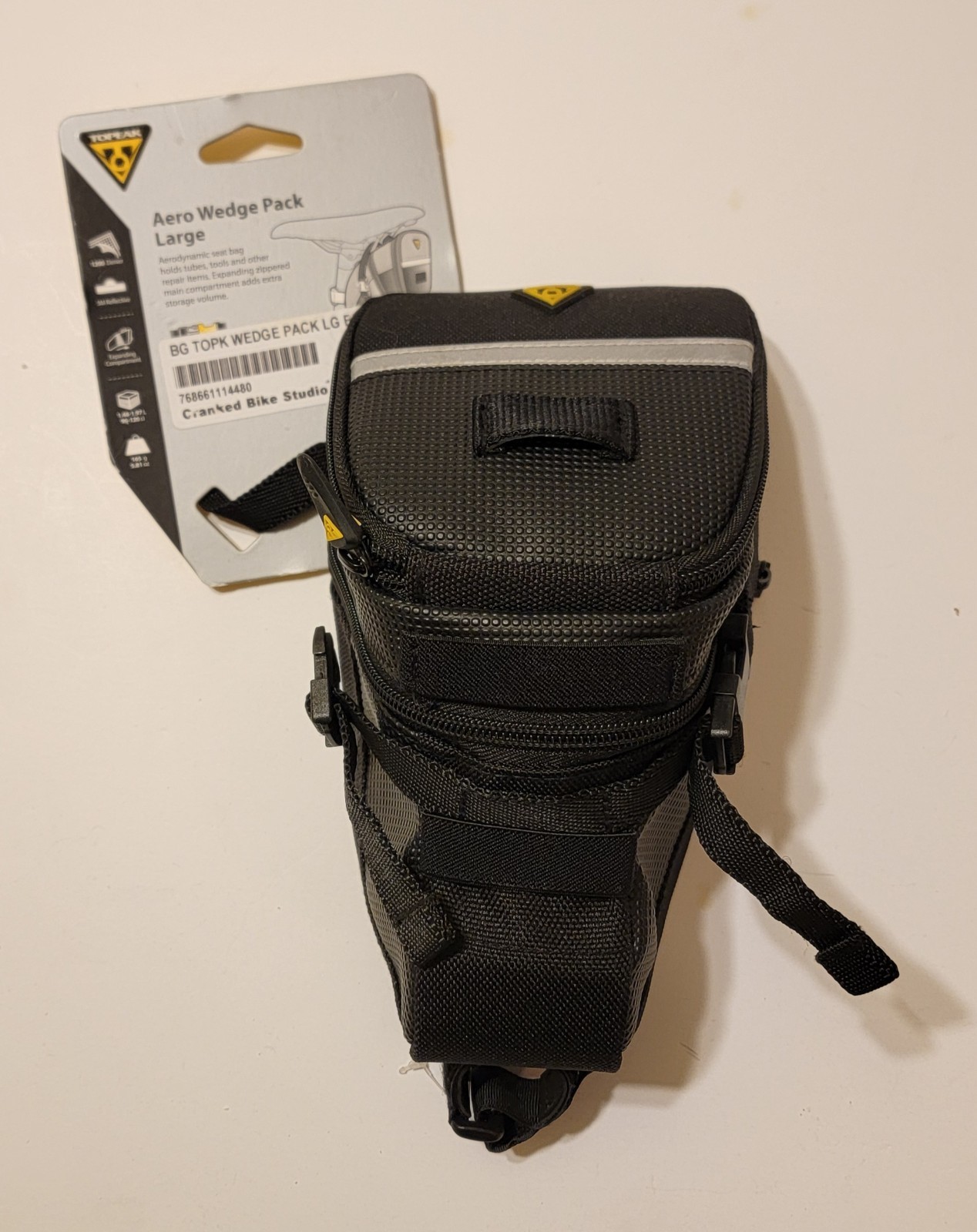 NEW Topeak AERO Large Expandable Wedge Pack Bike Seat Bag w Pocket Black Cycling