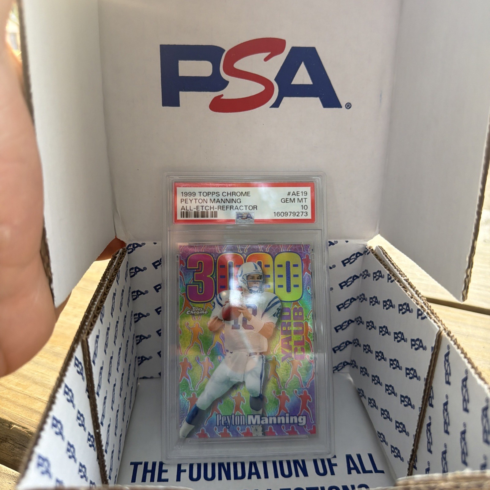 1999 Topps Chrome - Peyton Manning #AE19 All Etch Refractor PSA 10 Gem Mint view 3