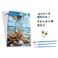 Paint By Numbers Kit For Adults Beginners Wooden Beach Scenic DIY Oil Art