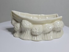Belleek Yellow Boat Shape Ashtray Smoking Accessories Green Mark 1965-80 4.25 in