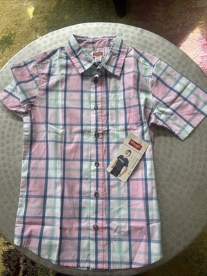 Wrangler Boys 10-12 Beautiful Short Sleeve Casual Fit Shirt Multicolor Plaid NWT