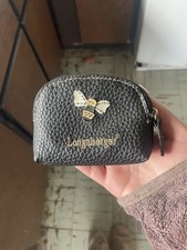 Vintage Longaberger Black Pebbled Leather Coin Purse Discontinued 