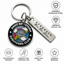 Stronger Than The Storm Daily Shitstorm Survivors Club Keyring Tag Gift Ready