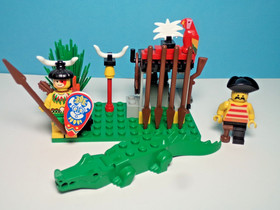 Lego # 6246 : Crocodile Cage d'Islanders.  Plan + Bo&icirc;te