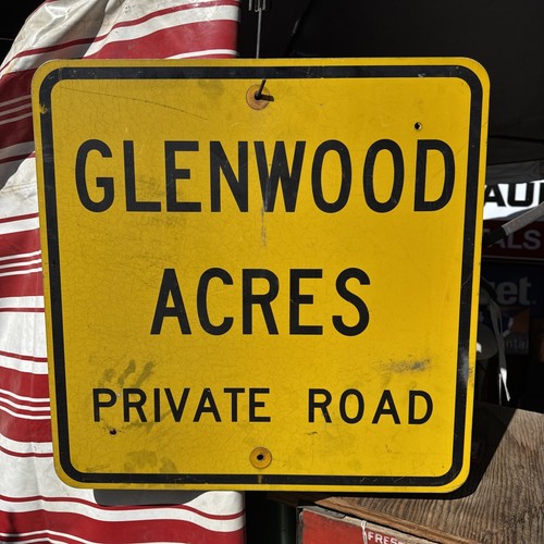 Glenwood Acres großes Schild Metall 24" x 25" hellgelb