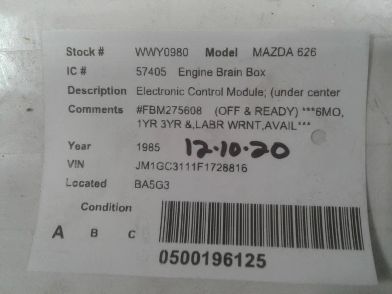 Módulo de control electrónico ECM del motor compatible con 83-85 MAZDA 626 647206 Foto 3 de 3