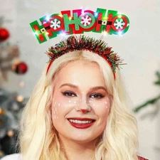 Acenail Light up Christmas Tree Headbands HOHOHO Red Headband Led Glowing 