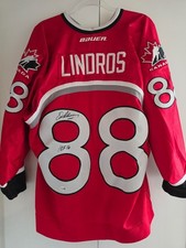Eric Lindros Canada Signed Red Hockey Jersey XL HOF 16 Inscribed JSA
