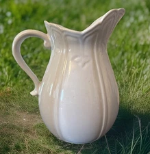 Vintage McCoy Pottery Pitcher Floral Pattern #7529 Palest Blue