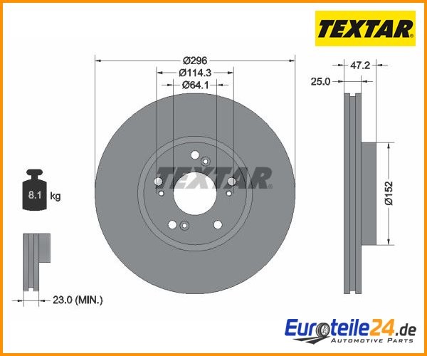 2 St. Bremsscheibe Textar 92195000 FüR Honda Accord Viii-image