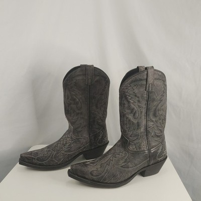 Laredo Monty Men s 11 EW Western Boots Distressed Black Leather Snip Toe 68407