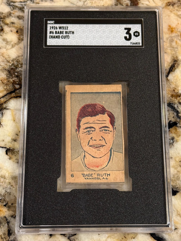 Babe Ruth 1926 W512 #6 Hand Cut SGC 3 Freshly Graded Rare HOF Blue Chip Bambino
