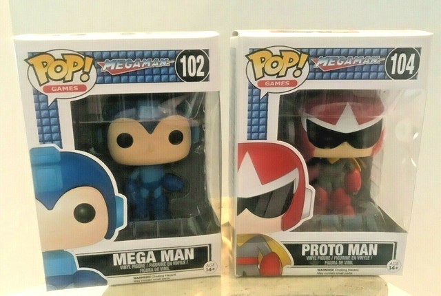 Funko Pop Collectable Figurine's (104 Proto Man) & (102 Mega Man) Action Models. | eBay