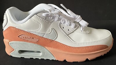 Nike Air Max 90 Leather SE White Aura Light Madder Root Size 7 GS New DM0956-100