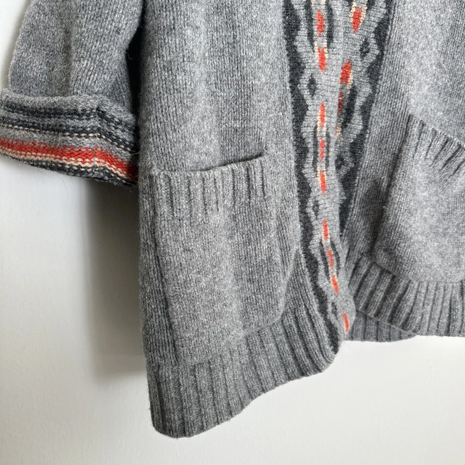 Hollister Lamb Wool California Bear Long Open Cardigan Sweater M/L Hooded Aztec - Image 2 of 4