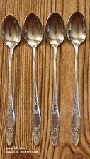 ANTIQUE VINTAGE COLLECTIBLE (4)~ICE TEA SPOON'S 7.5" ,A.& CO SILVER PLATE - 1857