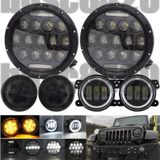 7 Led Headlight Amber Signal Turn Light 4 Fog Lamp Kit For Jeep Wrangler Jk
