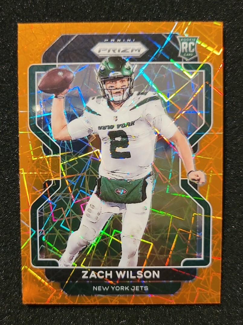 2021 Panini Prizm Zach Wilson RC #332 SP Orange Lazer New York Jets Rookie Card