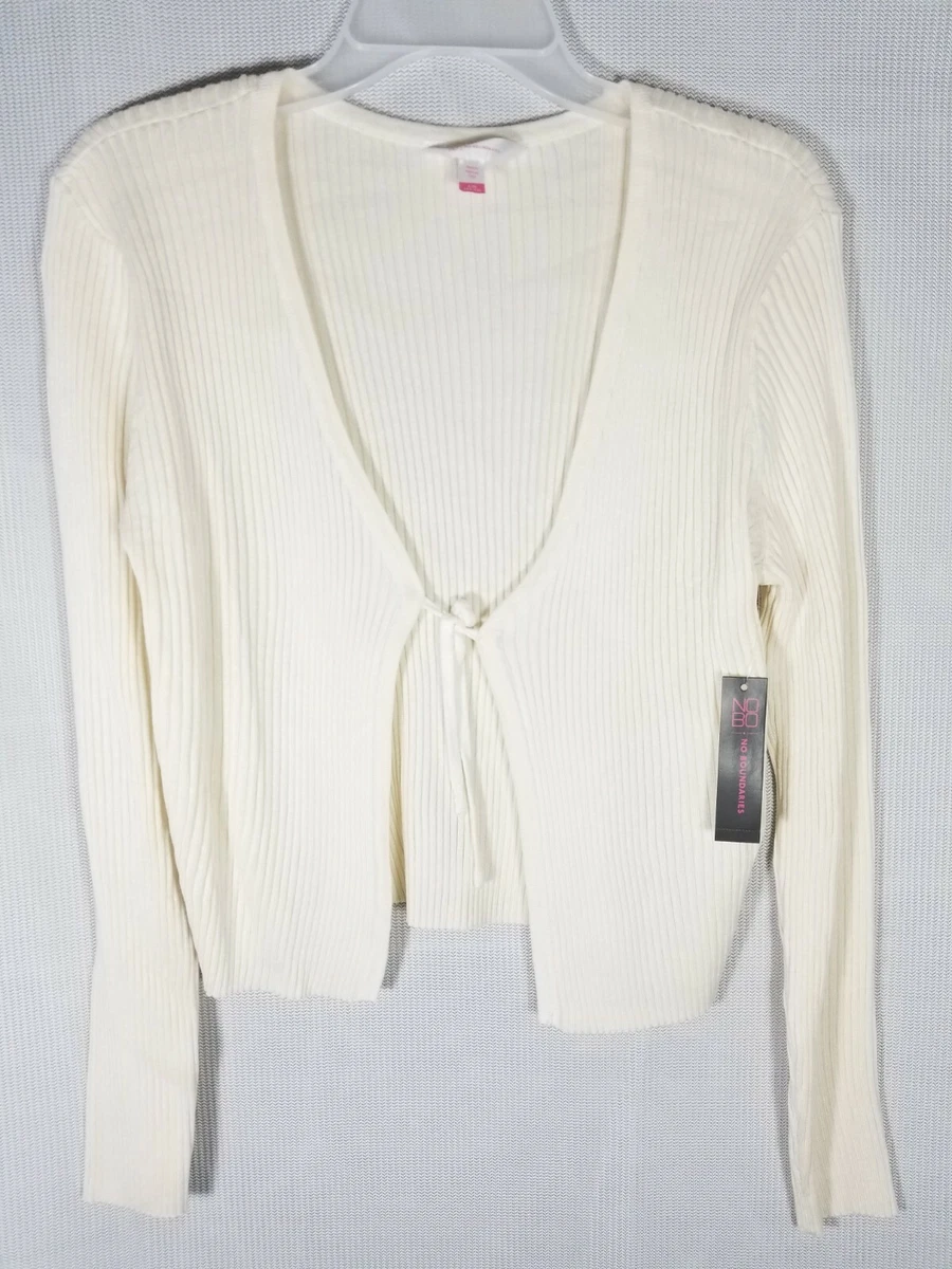 No Boundaries Juniors SIZES M L XL 3X Tie Front Cardigan White NWT | eBay