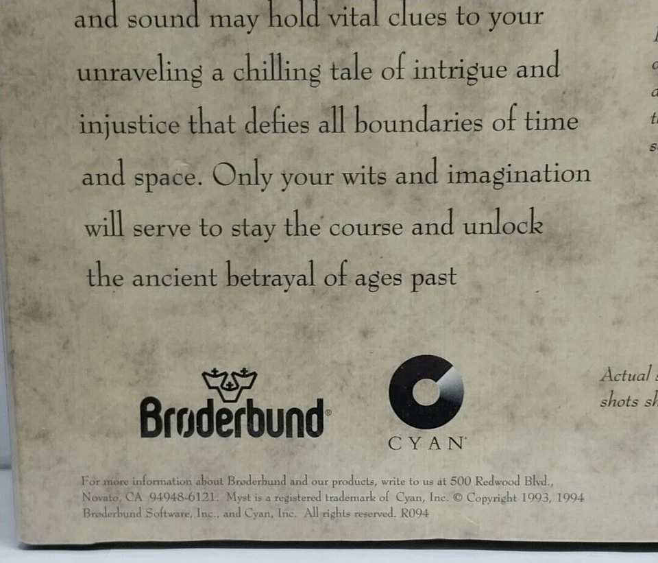 Vintage 1994 MYST Broderbund Windows PC CD-ROM Big Box Game *New Factory Sealed* - Image 3 of 4