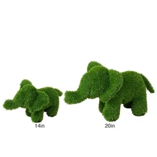 Green Artificial Animal Topiary Standing Elephant  Faux Turf Grass
