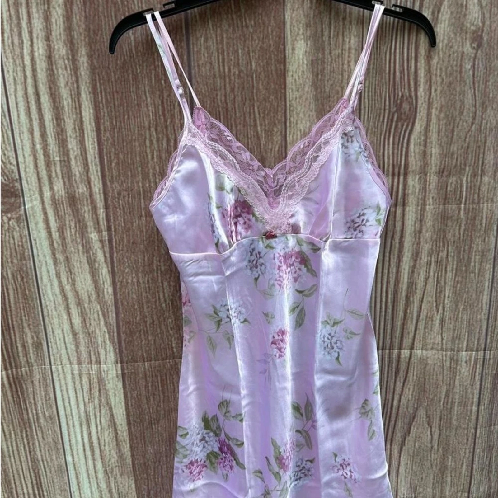 UNDERCOVER Vintage Y2K Secret Treasures S rosa blush floreale raso civetta baby doll vestito slip