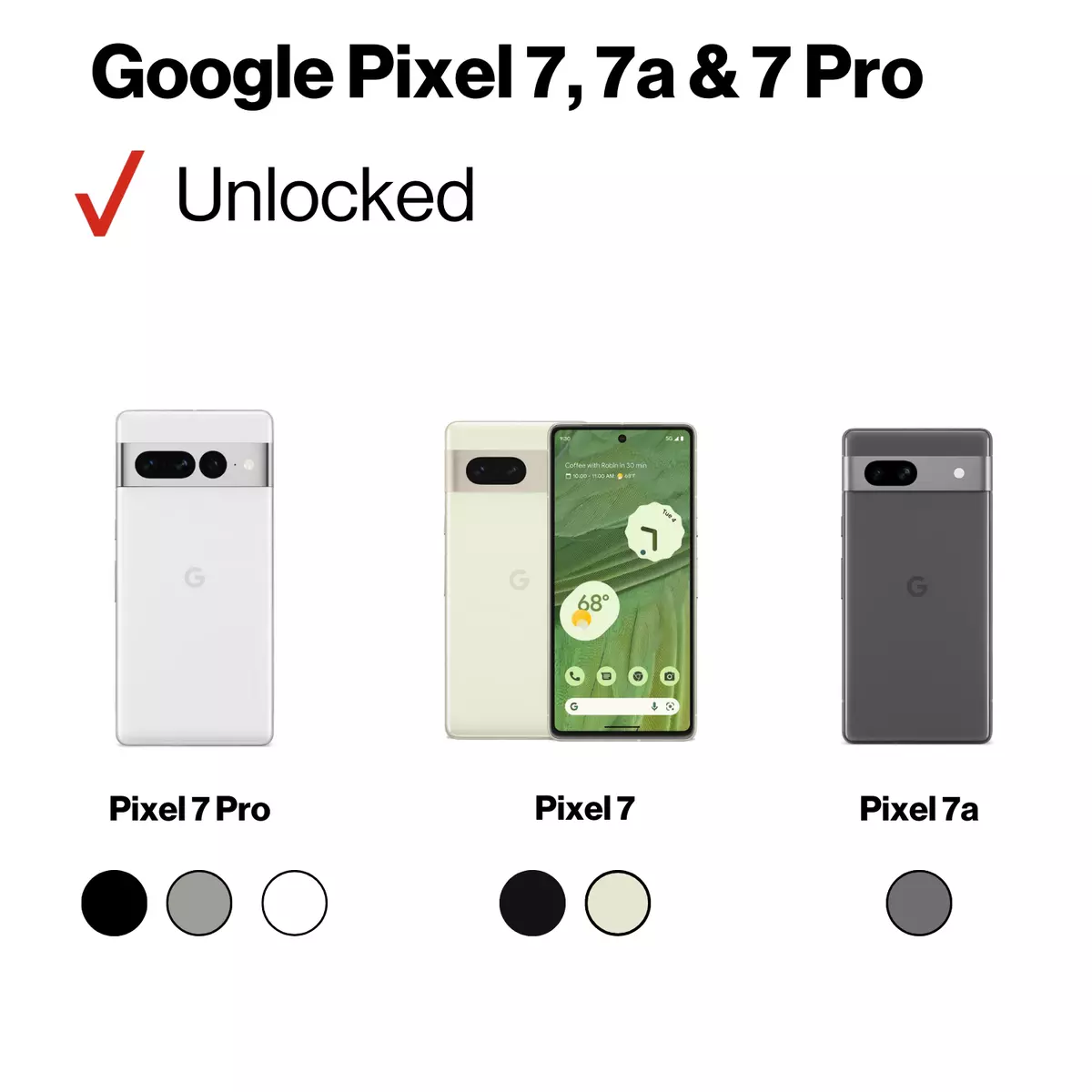 Google Pixel 7 7a & 7 Pro 128GB 5G UW Smartphones- Carrier