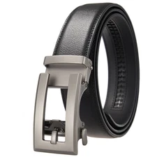 Luxury HJones Men's Leather Belt Automatic Buckle Belt Ratchet Strap Gift Jeans