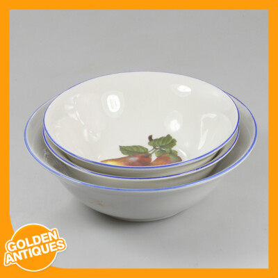 Vintage alt selten weiß Blumen Porzellan China rund Dessert 3 Schüsseln Teller Set