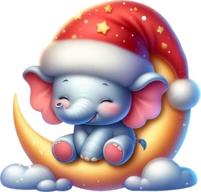 Bunte Weihnachten Elefant Mond Wandkunst Schlafzimmer Kinderzimmer Vinyl Aufkleber Abziehbild