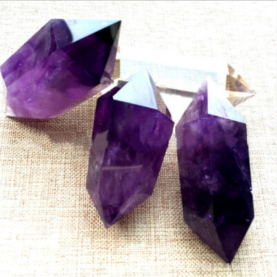 Natural Purple Amethyst Quartz Crystal Point Wand Obelisk Healing Tower 4-5cm