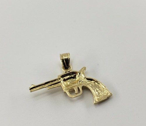 10k Yellow Gold Gun Handgun Pendant Revolver Side Arm Wild West Texas Hunting - Picture 3 of 4