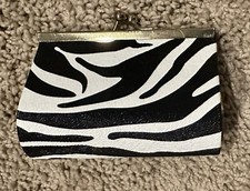 Zebra Print Coin Purse - Vintage Style Change Lipstick Bag 4 Inches