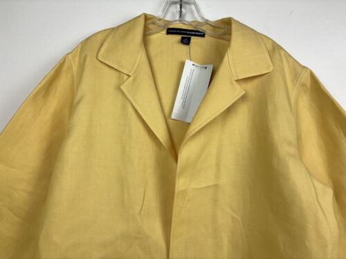Linda Allard Ellen Tracy Handmade Linen Open Blazer Jacket Pineapple 16 NWT $475 - Picture 2 of 8