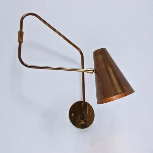 One Piece Antique Patina Brass Swing Sconce,Italian Brass Sconces,Italian Sconce - Picture 1 of 4