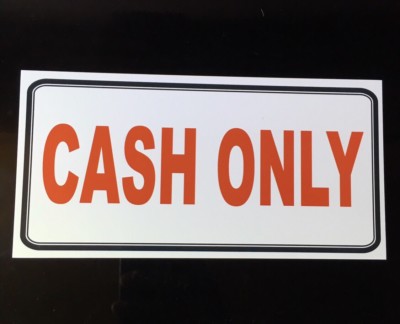NUR BARGELD LADENSCHILD CAFE MACHEN KUNDEN IM LADEN AN DER KASSE AUFMERKSAM