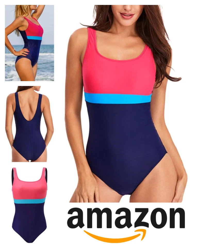 Amazon Swimsuit Swimming Costume Size L Tummy Control Lined No Wires Foam Padded