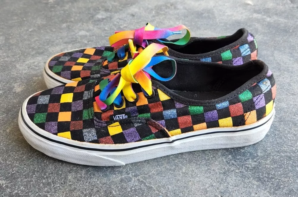VANS Authentic Sneakers Rainbow Checkers Womens Size 7.5 eBay
