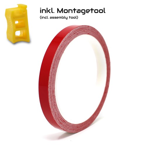 Felgenrand Stripes 7mm Rot + Tool Folie Zierstreifen Motorrad Auto Felge Glanz - Bild 4 von 6